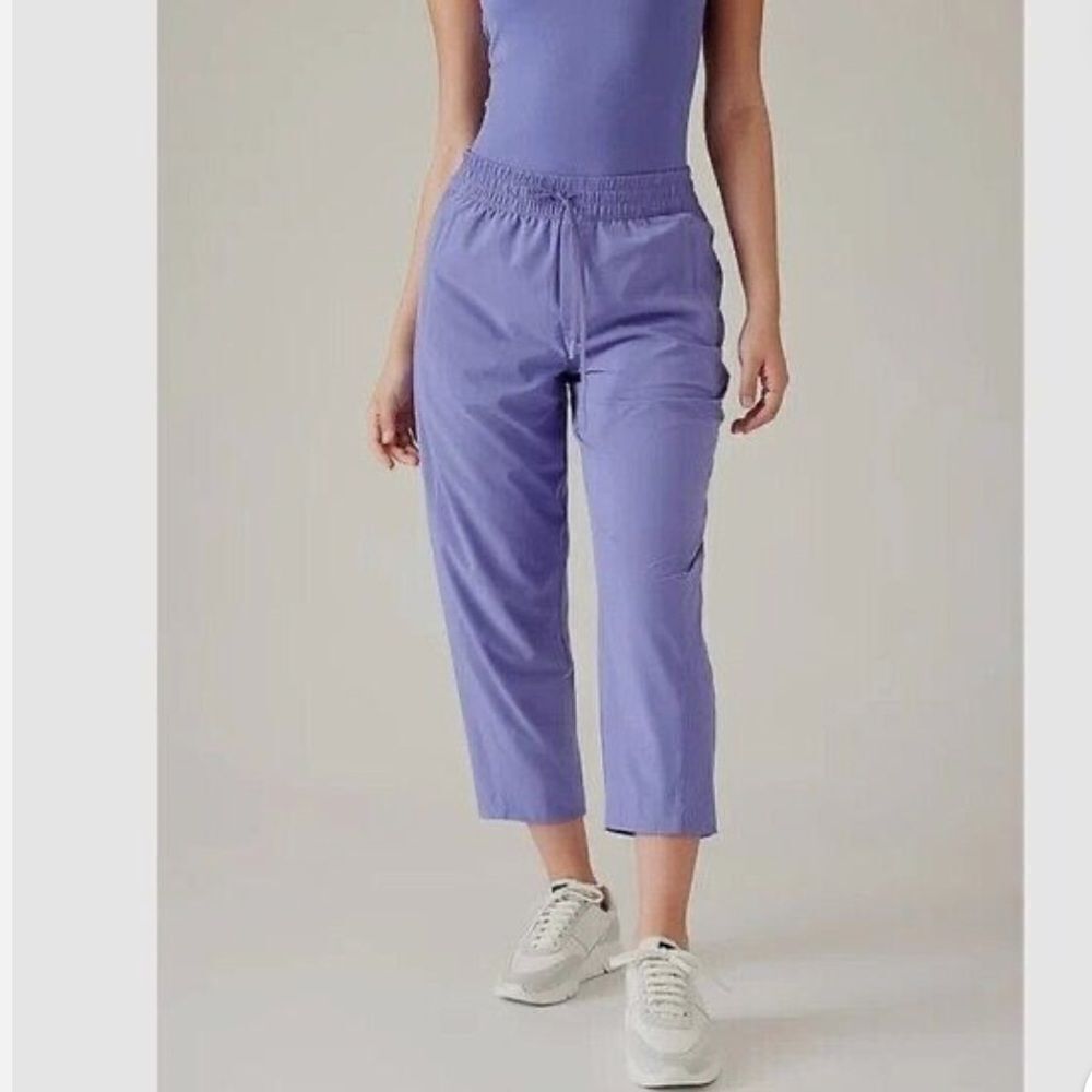 Athleta Arrival Pant Dark Adonis Blue Drawstring Relax Hiking Size 12 - Picture 3 of 12